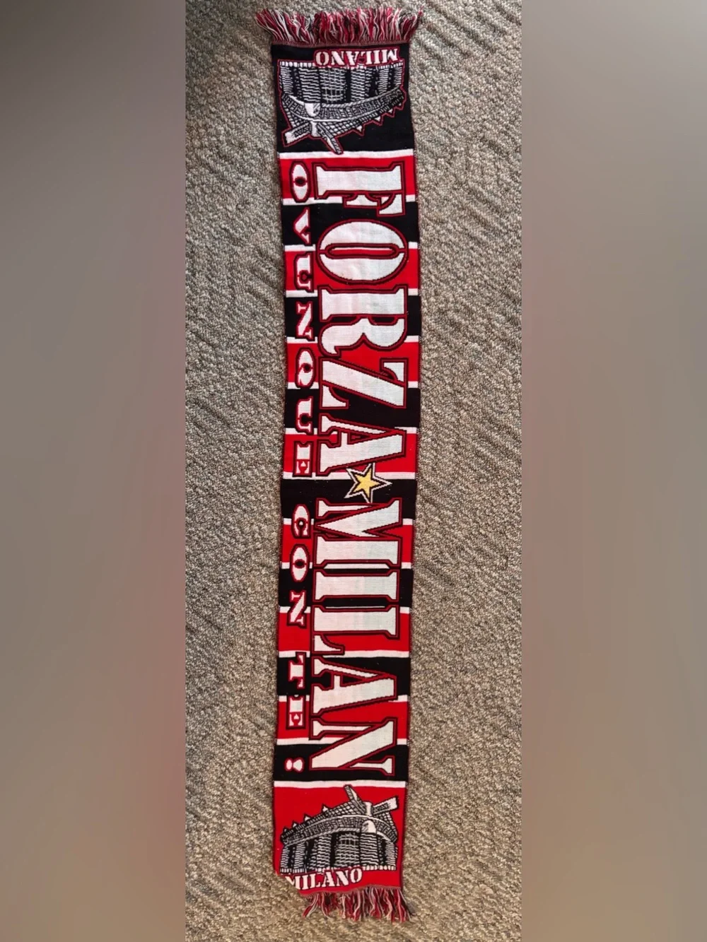 Revolution Forza Milan Wall Tapestry Scarf - Red, Black, White. Vintage 1990’s.
